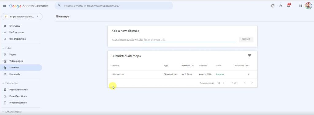 submit sitemap - old xml